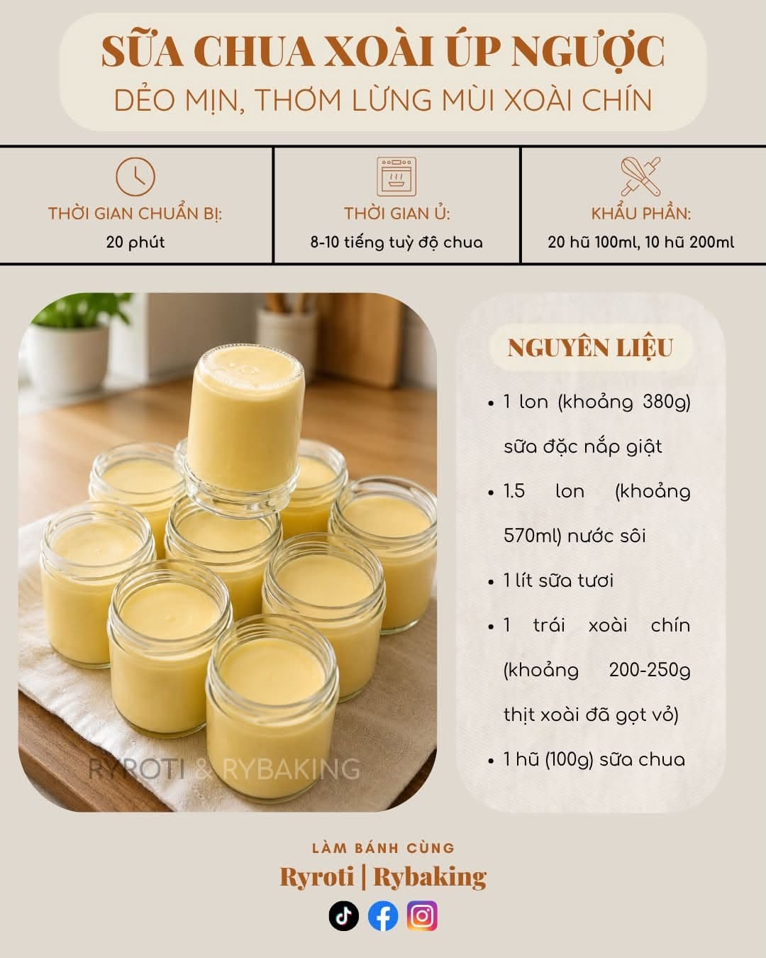 SỮA CHUA XOÀI DẺO MỊN, THƠM LỪNG MÙI XOÀI CHÍN